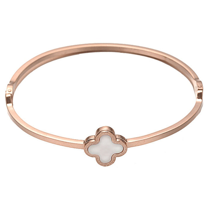 Wit parelmoeren armband met rose goud edelstaal | Rose Gold White Shell