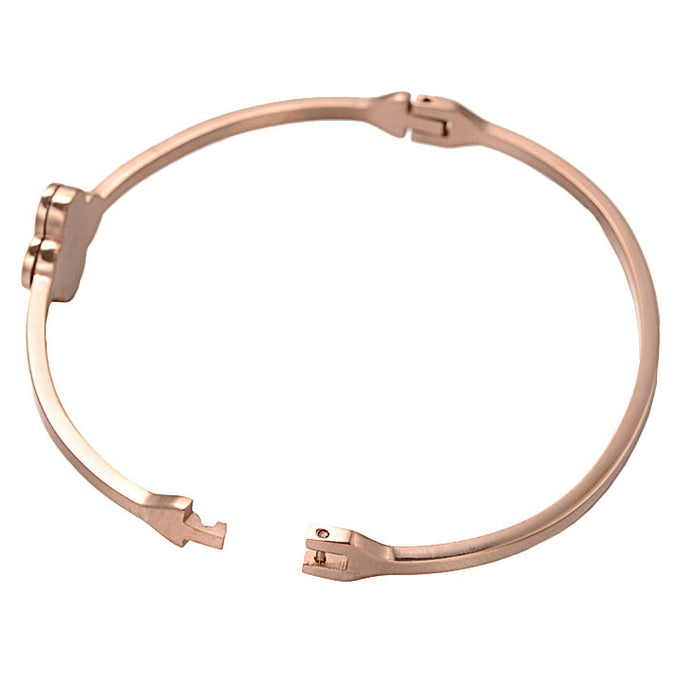 Wit parelmoeren armband met rose goud edelstaal open slotje | Rose Gold White Shell