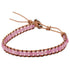 Roze edelstenen armband met rozenkwarts en bruin leer | Wrap Little Rose Quartz