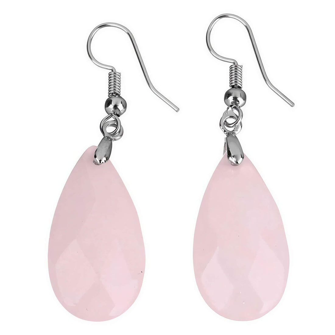 Roze edelstenen oorbellen met rozenkwarts en sterling zilver 925 | Facet Rosé Quartz