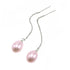 Lange zoetwater parel oorbellen met roze parels | Pearl Chain Rose