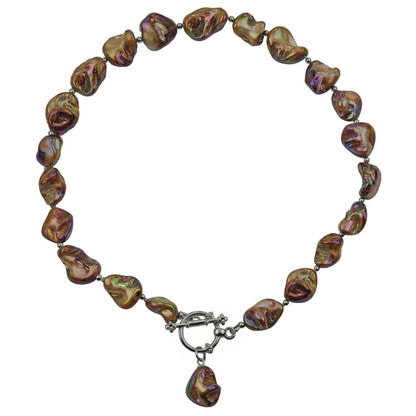 Bruin gekleurde parelmoeren schelpen ketting | Shell AB Brown