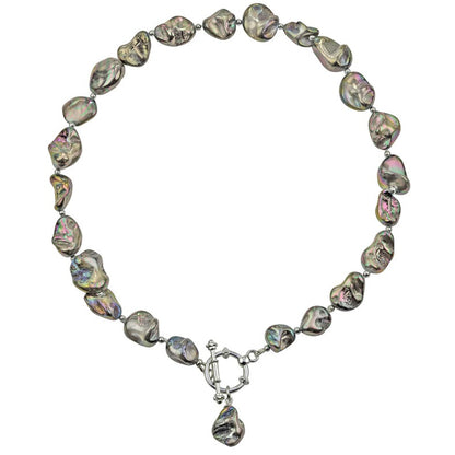 Grijze parelmoeren ketting met hanger | Shell AB Grey