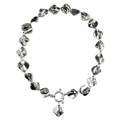 Zilver gekleurde parelmoeren schelpen ketting met hanger | Shell Silver