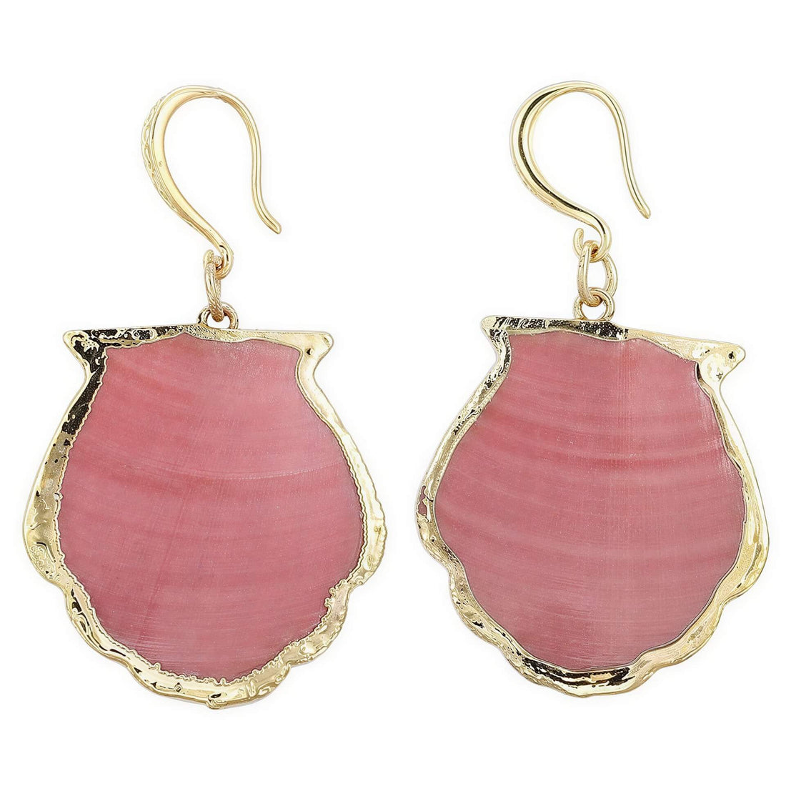 Roze schelpen oorbellen met Shell schelp | Gold Sea Shell Pink