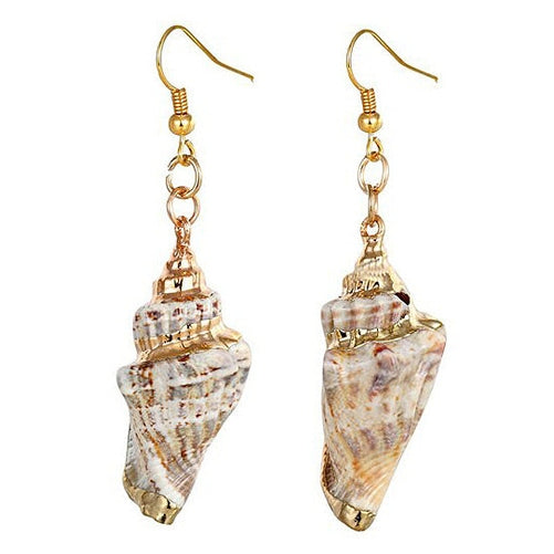 Schelpen oorbellen met wit beige schelp en goud edelstaal | Seashell Gold