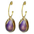 Gouden oorringen met paarse schelpen en goud edelstaal | Shell Cowrie Purple