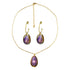 Schelpen sieraden set bestaande uit een schelpen ketting en schelpen oorbellen met paarse schelp en goud edelstaal | set Shell Cowrie Purple