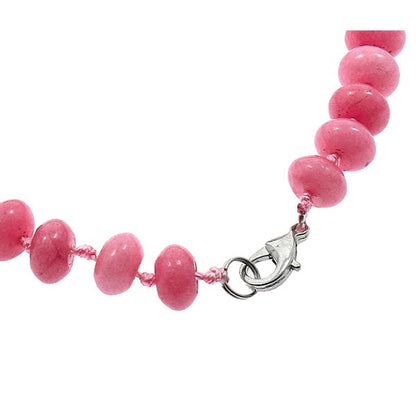 Slotje van donker roze handgeknoopte edelstenen ketting met sterling zilver (925) | Cherry Quartz Rondelle