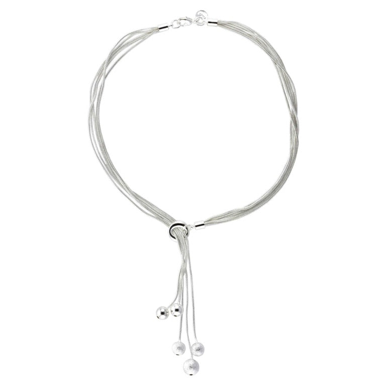 Verzilverde ketting met 5 kettingen met bolletje | Molly
