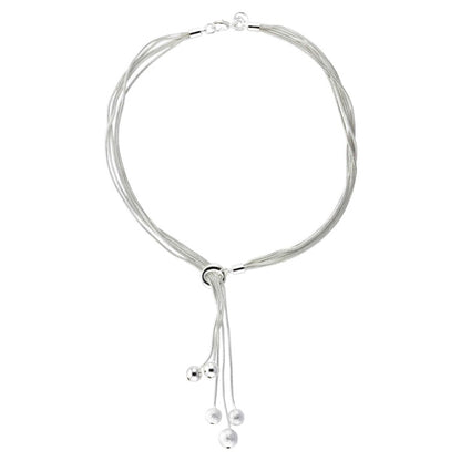 Verzilverde ketting met 5 kettingen met bolletje | Molly