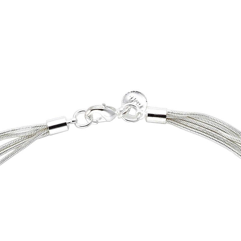 Slotje van verzilverde ketting met 5 kettingen met bolletje | Molly