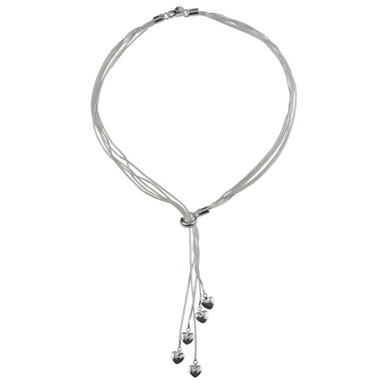 Verzilverde ketting met hanger met hartjes | Silver Heart