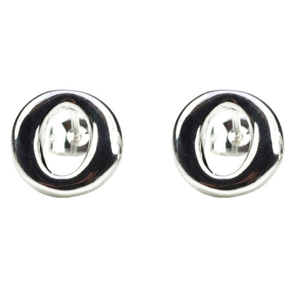 Verzilverde oorknoppen in vorm van O vooraanzicht | Silver O