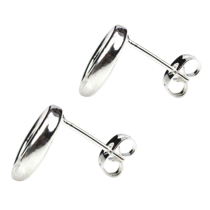 Verzilverde oorknoppen in vorm van O zijaanzicht | Silver O