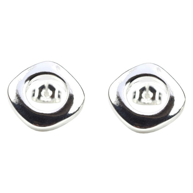 Verzilverde oorknoppen in vierkantje, vooraanzicht | Silver Squar