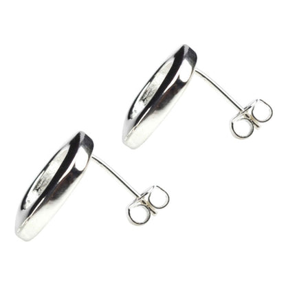 Verzilverde oorknoppen in vierkantje, zijaanzicht | Silver Squar