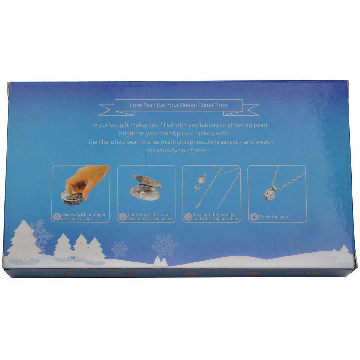 Achterkant verpakking wens parel | Kerst