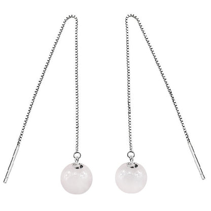 Lange edelstenen oorbellen met maansteen en sterling zilver (925) | Moonstone Chain