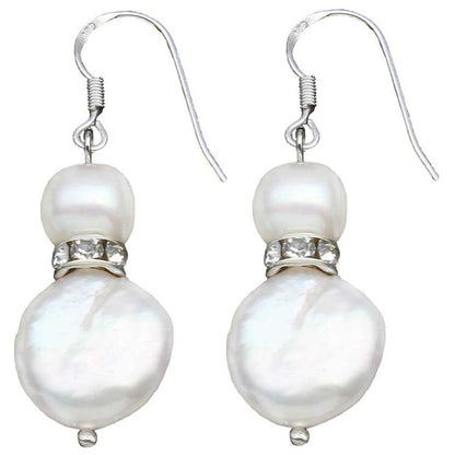 Witte zoetwater parel oorbellen met sterling zilver (925) | Conny Bling