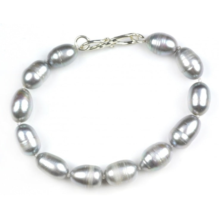Grijs zoetwater parel armband | Big Grey
