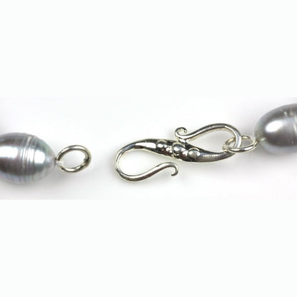 Grijs zoetwater parel armband met open slotje | Big Grey