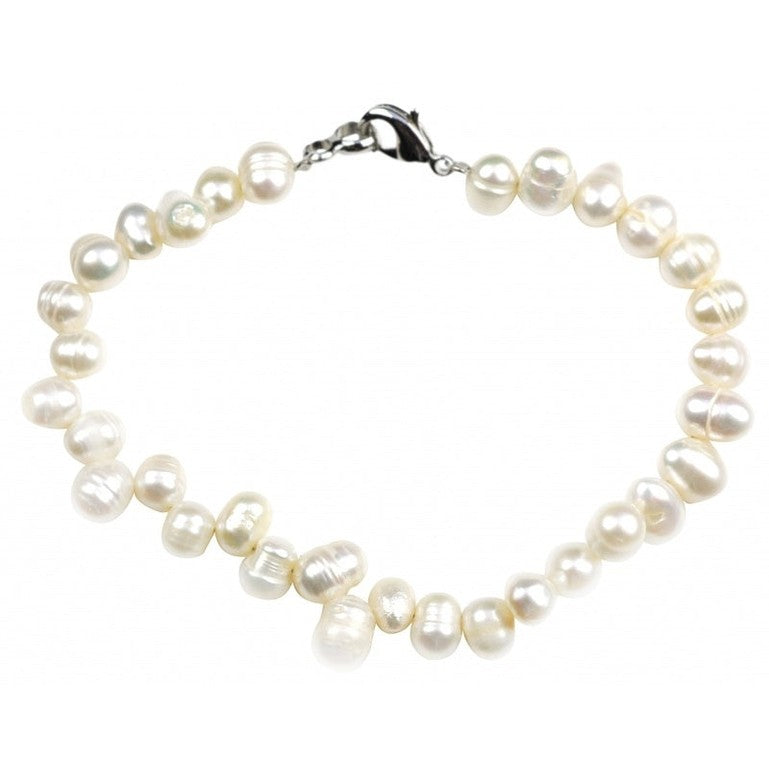 Wit zoetwater parel armband met sterling zilver (925) | Bo