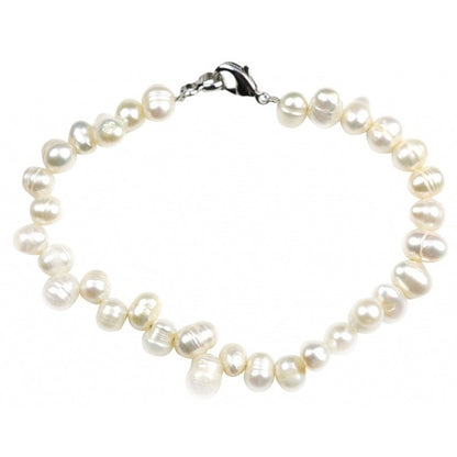 Wit zoetwater parel armband met sterling zilver (925) | Bo