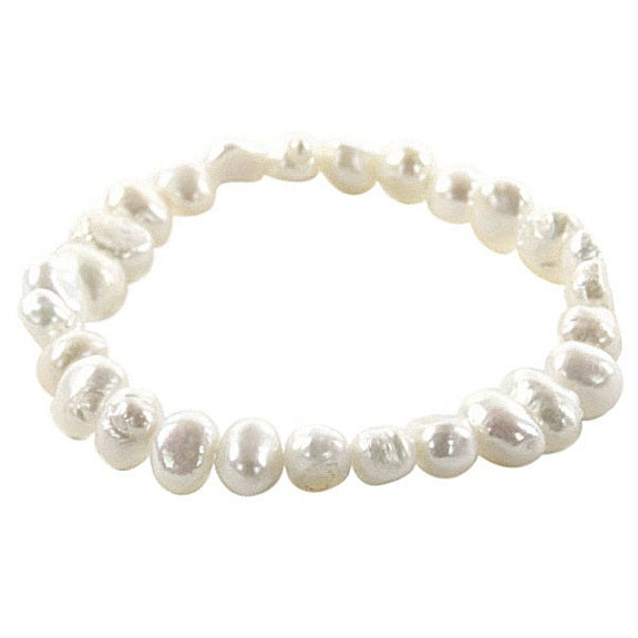 Wit elastisch zoetwater parel armband | Ewa