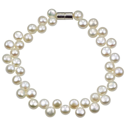 Wit zoetwater parel armband met magneetslot | Ganty