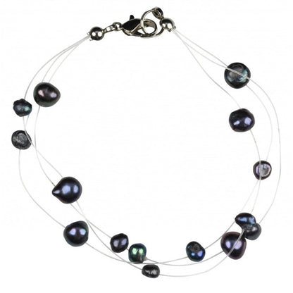 Zoetwater parel armband met blauw paarse parels en sterling zilver (925) | Jill B
