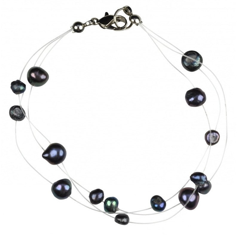 Zoetwater parel armband met blauw paarse parels en sterling zilver (925) | Jill B