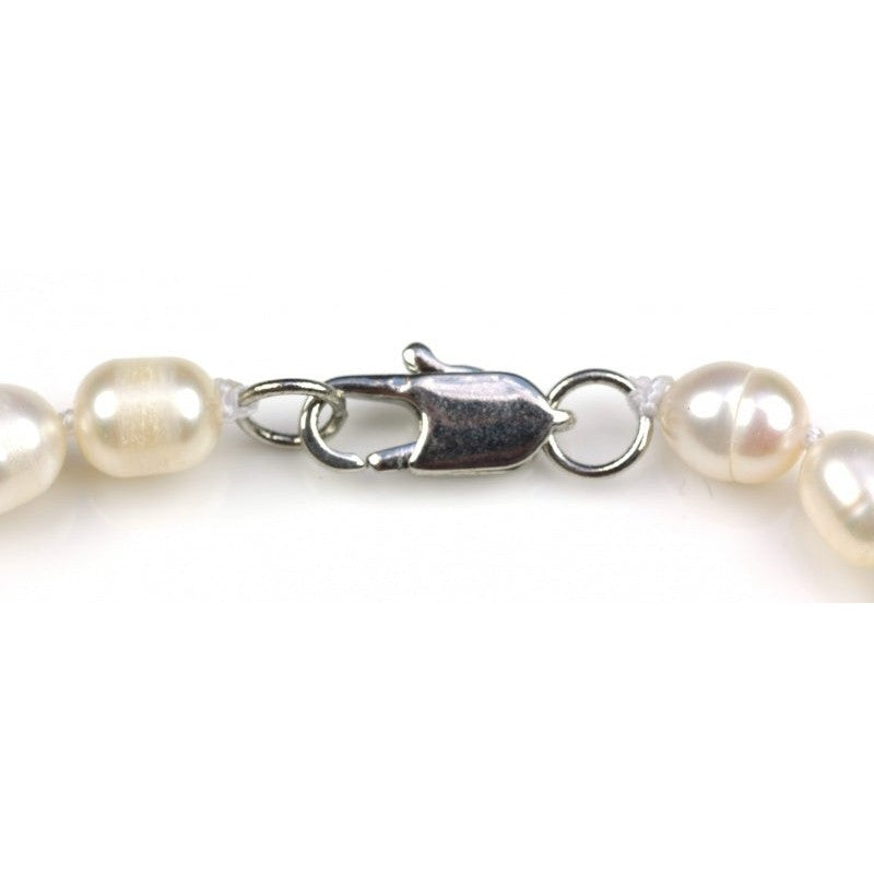 Slotje van wit zoetwater parel armband met sterling zilver (925) | Mini