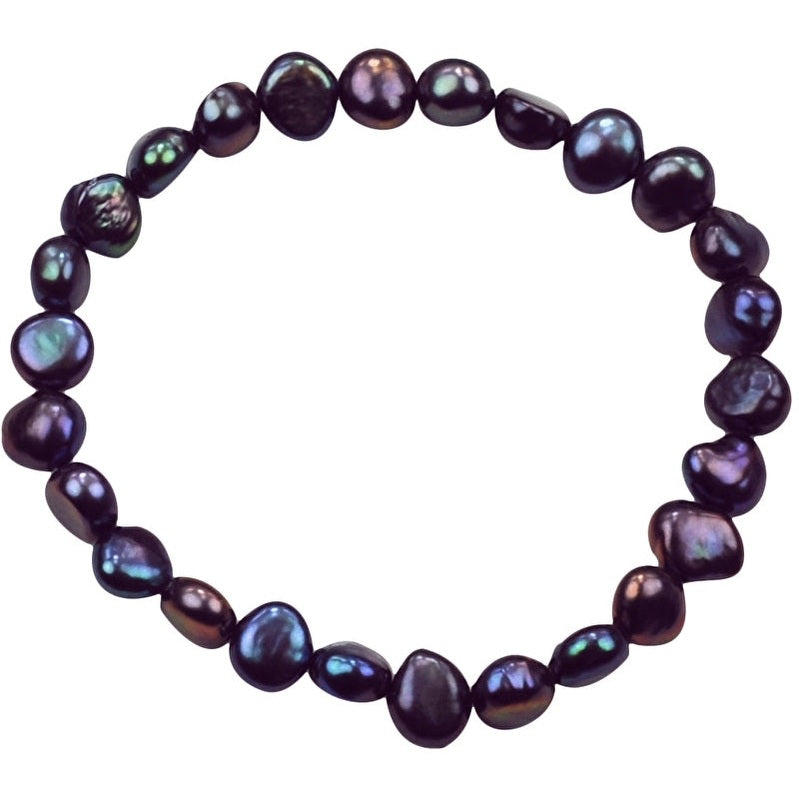 Zoetwater parel armband met blauw paarse parels, elastisch | Pealca