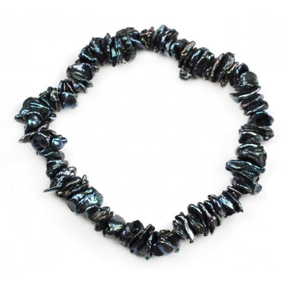 Zoetwater parel armband met blauw grijze keshi parels, elastisch | Peshi