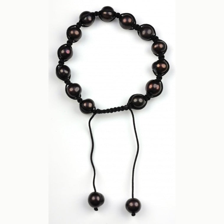 Zoetwater parel schuif armband met bruin zwarte parels, bovenaanzicht | Sambala Brown Pearl