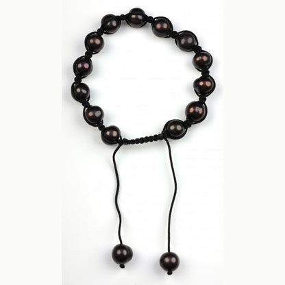 Zoetwater parel schuif armband met bruin zwarte parels, bovenaanzicht | Sambala Brown Pearl