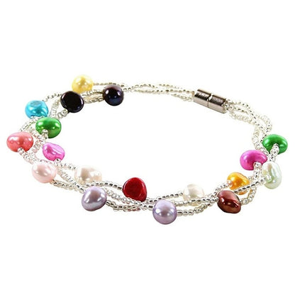 Zoetwater parel armband met bond gekleurde parels en magneetslotje | Sunrise