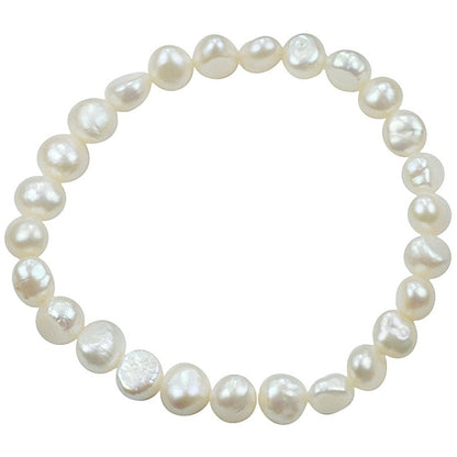 Wit zoetwater parel armband, elastisch | Wealca