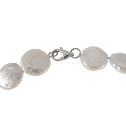 Slotje van wit zoetwater parel armband met coin parels en sterling zilver (925) | Weny