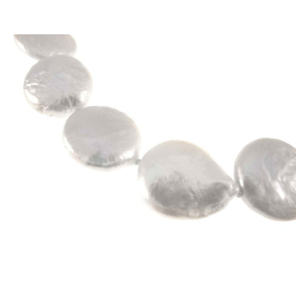 Detail van wit zoetwater parel armband met coin parels en sterling zilver (925) | Weny