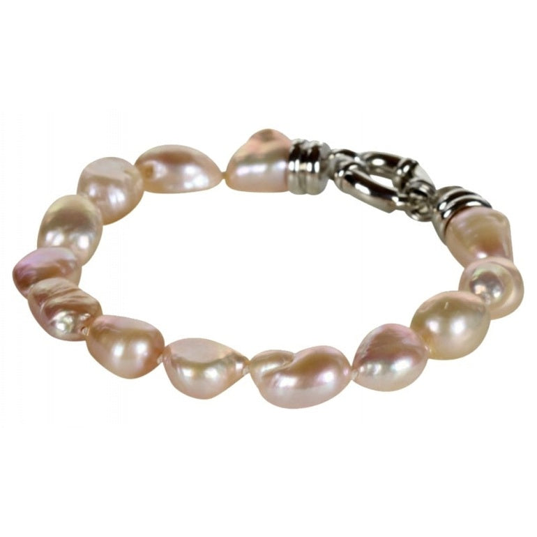 Zalm kleurig zoetwater parel armband | Zola