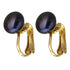 Grote zoetwater parel clips oorbellen met blauw zwarte parels en goud edelstaal | Gold Black Clip Pearl 10 mm