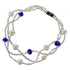 Wit zoetwater parel armband met blauwe facet geslepen kristallen en magneetslot | Twine Pearl Blue Crystal