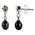 Zwarte zoetwater parel oorbellen met stras steentje | Big Crystal Pearl Black