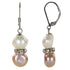 Zoetwater parel oorbellen met witte en roze parels en stras steentjes | Bling Pearl Soft Colors
