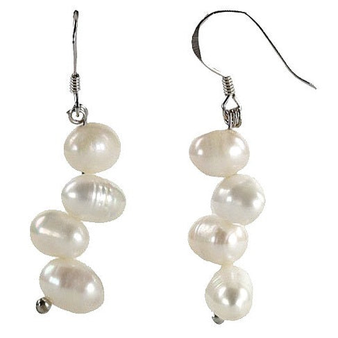 Witte zoetwater parel oorbellen met sterling zilver 925 | Bo
