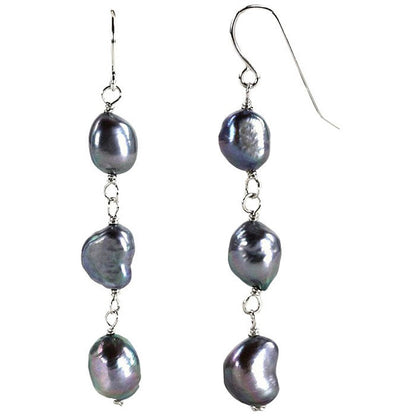 Lange zoetwater parel oorbellen met blauw paarse parels en sterling zilver (925) | Dessa