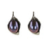 Zoetwater parel oorknopjes met blauw paarse parels en zilver blaadje | Flower Leaf Black