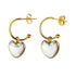Zoetwater parel oorringen met wit parel hart en goud edelstaal | Golden Hope 15 mm Heart White Pearl